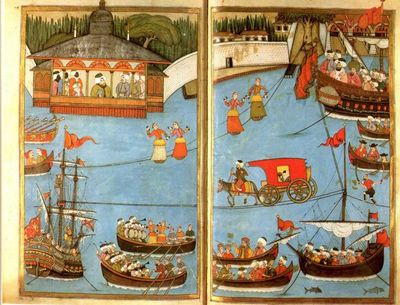 アイナリーカヴァーク宮殿前の海での昼間の光景（1720年)